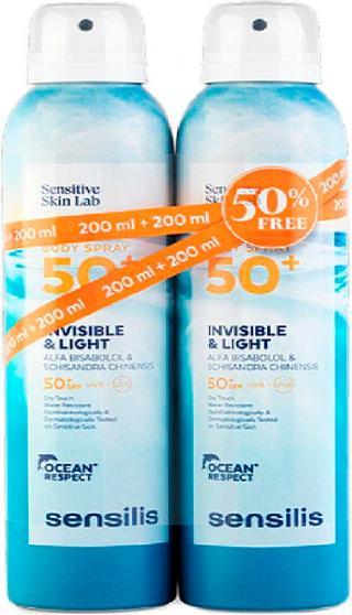 Actual product image Sensilis Body Spray Invisible & Light Spf50+ 2x200ml (Sun spray, SPF 50+, 200 ml, 470 g)