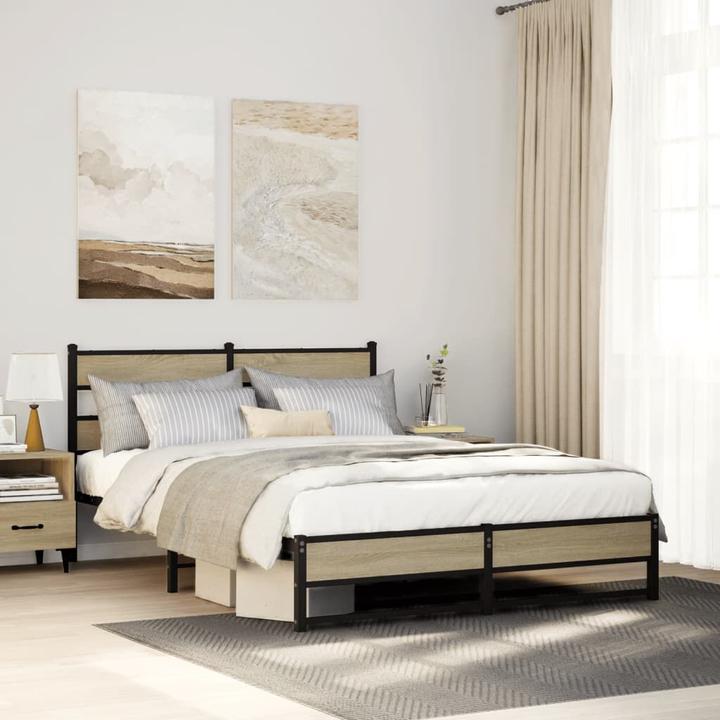 Actual product image VidaXL Metal bed Bed slatted frame double bed Bed frame without mattress 140x200cm (140 x 200)