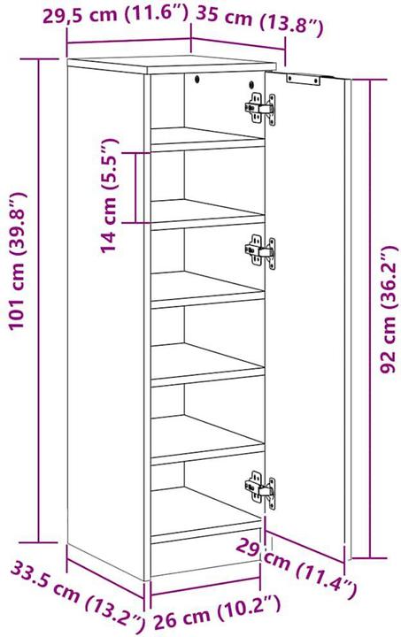 Actual product image VidaXL Briggs (30 x 35 x 100 cm)