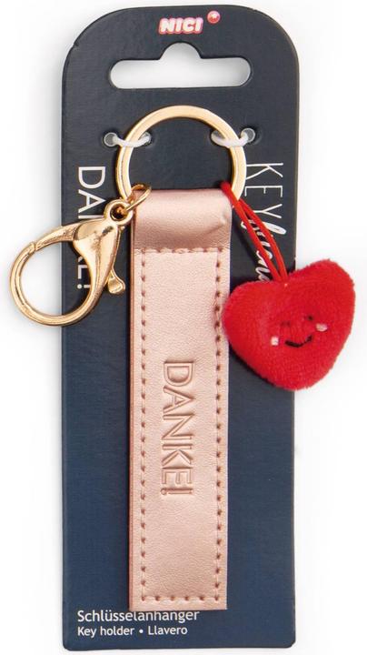 Image du produit Magni NICI Schlüsselanhänger Danke! Kunstlederband mit Herz roségold 10cm