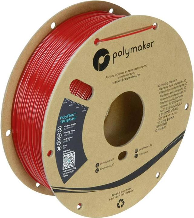 Produktbild Polymaker PD03007 TPU95-HF Filament TPU, Flexibles Filament flexibel, Highspeed Filament, UV-bestän (TPU, 1.75 mm, 1000 g, Rot)