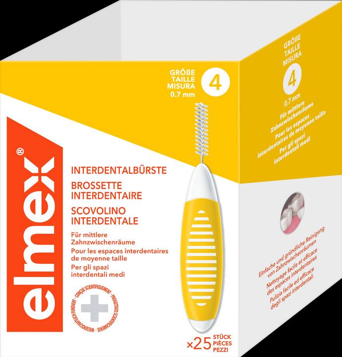 Elmex Interdentalbürsten, 25 Stück: gelb, Gr. 4 (25 x, 4 mm)
