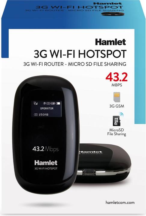 Image du produit Hamlet Routeur de partage de réseau Wi-Fi 3G pouvant accueillir jusqu'à 10 appareils avec emplacement