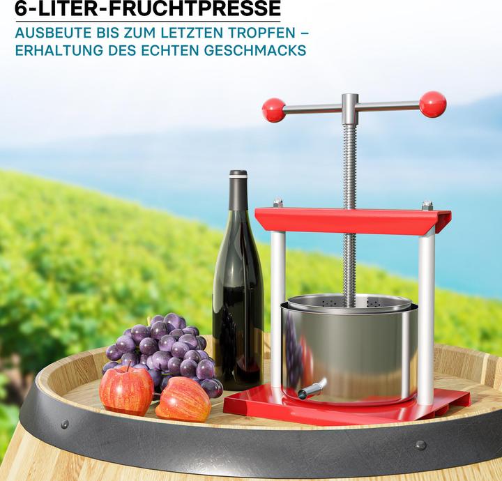 Actual product image Wiltec Fruit press Wine press steel 6 l stainless steel basket Fruit press Berry press