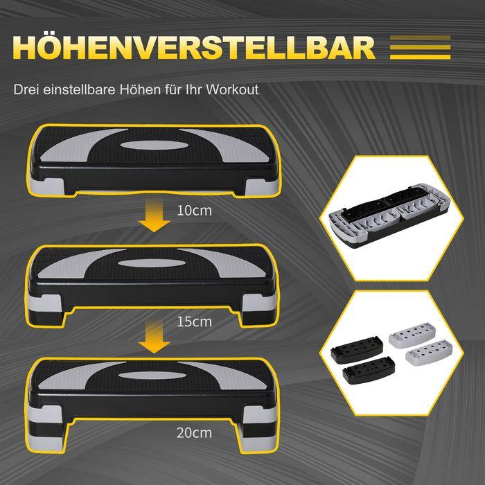 Produktbild Swisshandel24 Steppbrett Aerobic-Stepper höhenverstellbar mit 3 Stufen (10/15/20 cm) Fitness Heimtrainer Belastbar