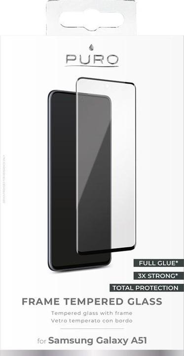 Produktbild Puro Frame Tempered Glass - universelles Panzerglas für Samsung Galaxy A51 Display (schwarzer Rahmen (1 Stück, Samsung Galaxy A51)
