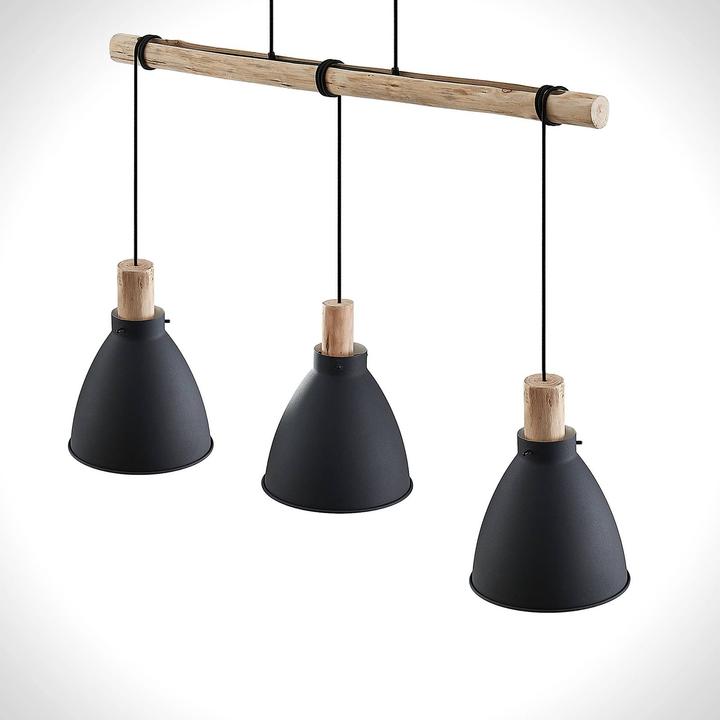 Immagine prodotto Lindby Lampada a sospensione Trebale 3 Nero/Legno (E27)