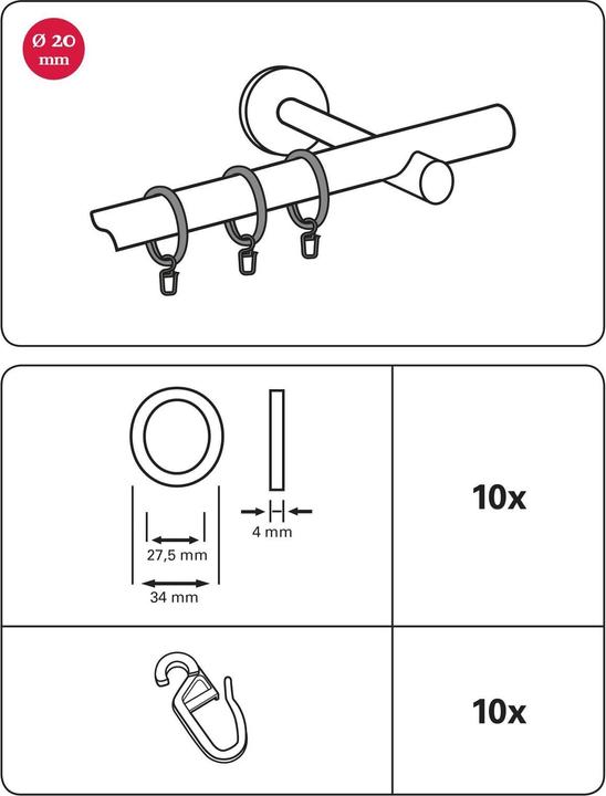 Actual product image Gardinia Curtain ring with sliding insert