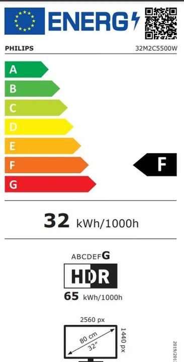 Energie-Label Philips 32M2C5500W (2560 x 1440 Pixel, 31.50")