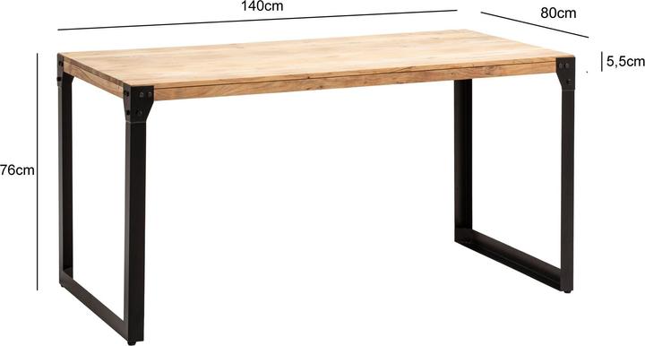 Produktbild FineBuy Esszimmertisch Esstisch 140 cm Akazie Massivholz Küchentisch Industrial (140 x 80 x 76 cm)