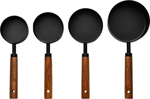 Actual product image Homerely 8 Teiliges Edelstahl Messbecher und Messlöffel mit Holzgriff Set Schwarz