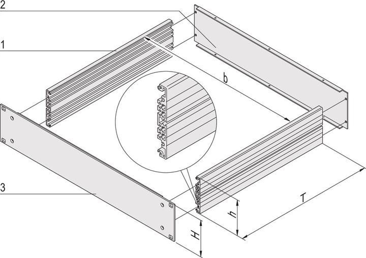 Actual product image Schroff 19" aluminium rack (basic kit) - MULTIPAC GRUNDAUSB.3HE 460T