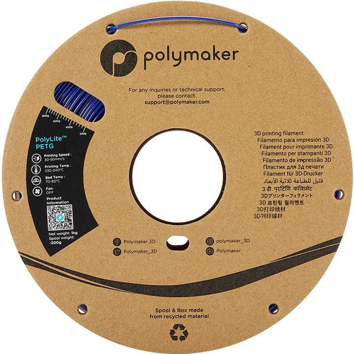 Actual product image Polymaker PB01020 PolyLite Filament PETG heat resistant, high tensile strength 2.85 (PETG, 2.85 mm, 1000 g, Blue)