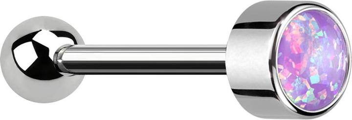 Produktbild Star Piercing Micro Barbell Threadless silber mit Kugel und Zylinder Opal violett (Titan G23, ohne Messing)
