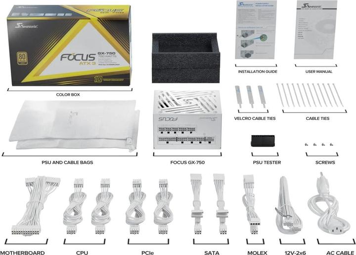 Image du produit Seasonic Focus GX-750 V4 750W ATX3.0 blanc (750 W)