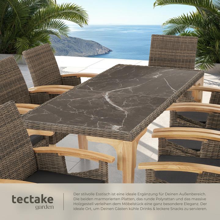 Produktbild tectake Rattan Tisch Foggia 196x87x76cm (196 cm)