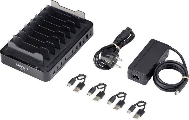 Image du produit Voltcraft Station de charge de bureau 120W Courant de sortie (max.) 3A Nombre de sorties : 10 x USB-A, USB-C®. (120 W)