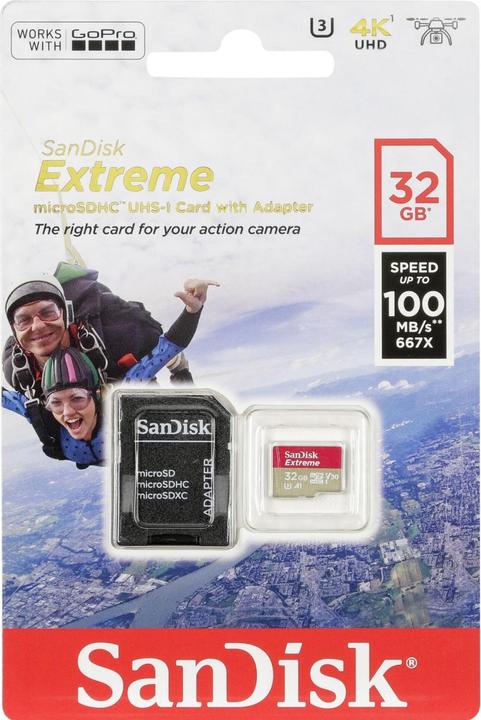 Image du produit SanDisk Action microSDHC SC 32GB Extr.100MB A1 (32 Go, microSDHC, U3, UHS-I)