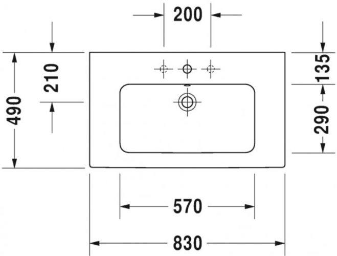 Produktbild Duravit Möbel-Waschtisch ME by STARCK 83 cm weiss 2336830000 (490 mm, 830 mm)