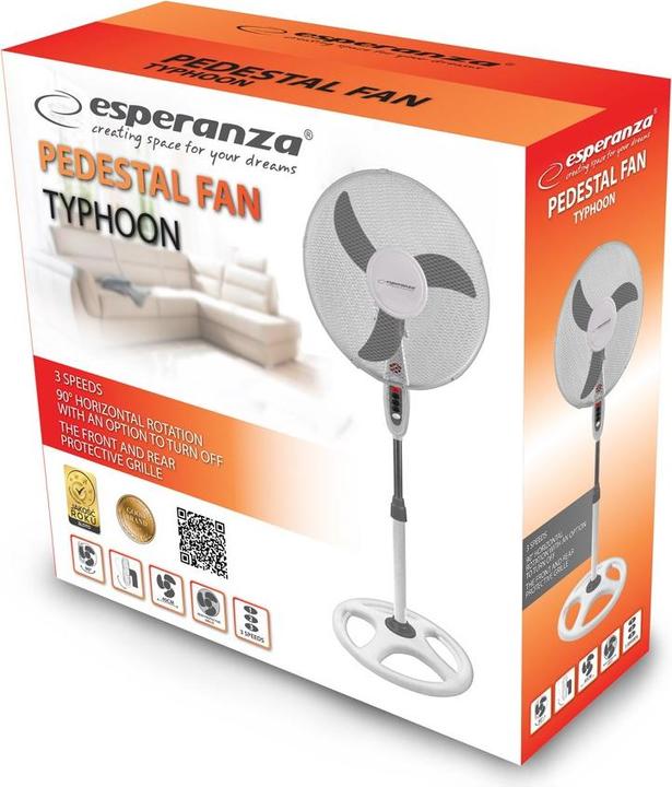 Actual product image Esperanza EHF002WE 16 " Standing Fan White and Grey