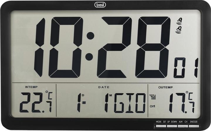 Immagine prodotto Trevi OM 3560 RC Orologio digitale da parete con sensore da esterno, sveglia programmabile, calendario (22.50 cm)