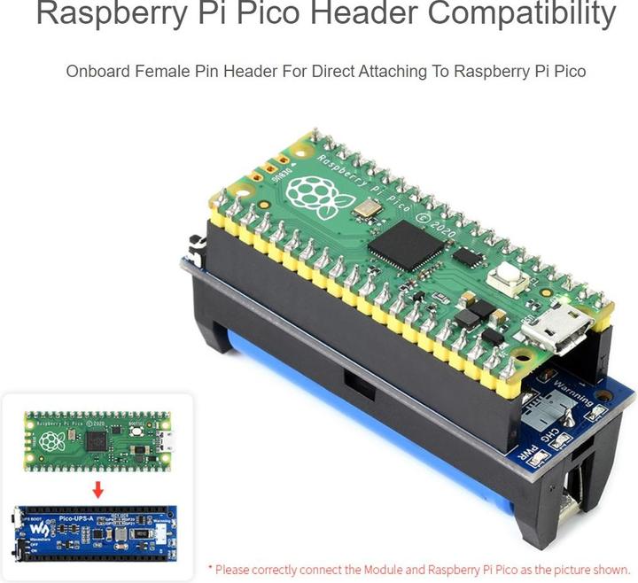 Actual product image WaveShare UPS Module for Raspberry Pi Pico Uninterruptible Power Supply
