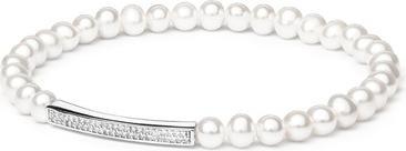 Actual product image Silvego Flexible pearl bracelet Noya with silver decoration LPS19222BW