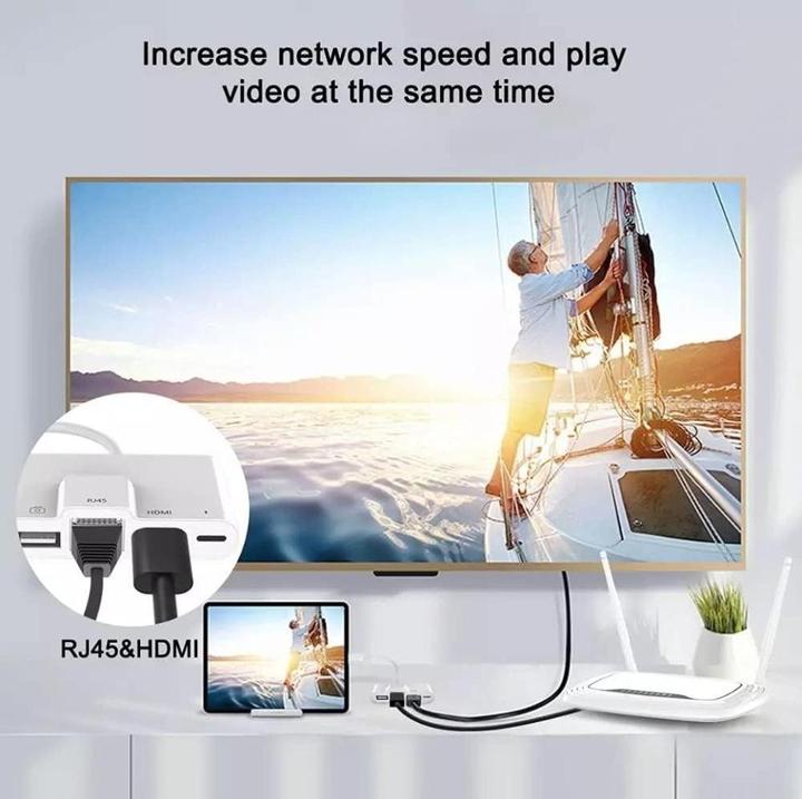 Actual product image PowerGuard 4-in-1 Lightning Ethernet OTG Digital AV HDMI USB Adapter