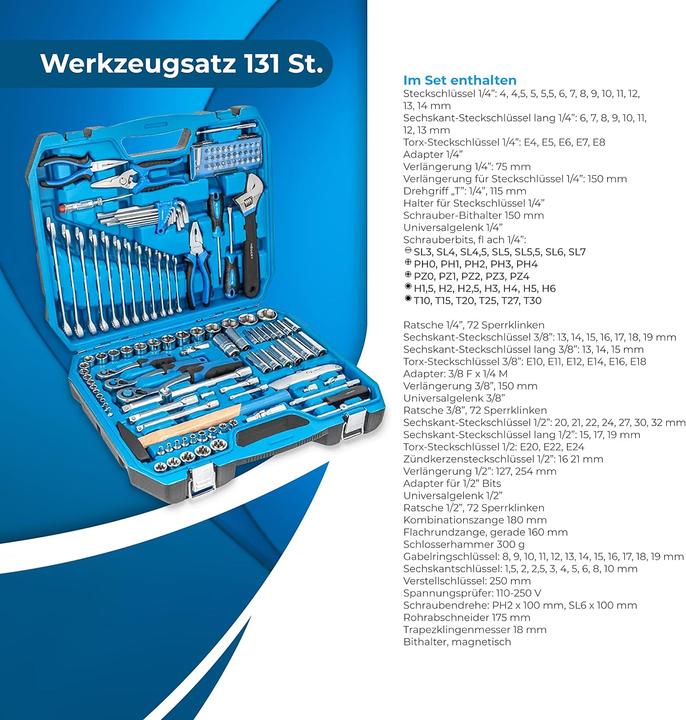 Actual product image Högert Tool set, 131 pcs. (131 pieces)