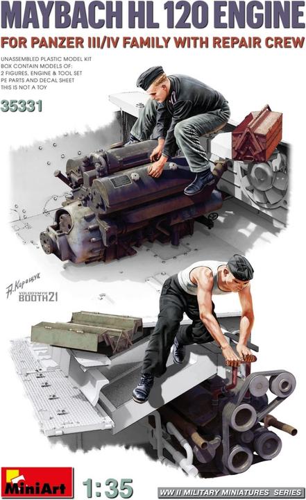 Actual product image Mini art Maybach HL 120 Engine for Panzer III/IV Family w/Repair Crew