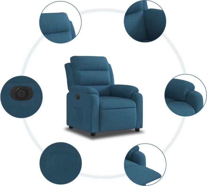 Actual product image VidaXL Electric recliner armchair Adjustable TV armchair Blue velvet