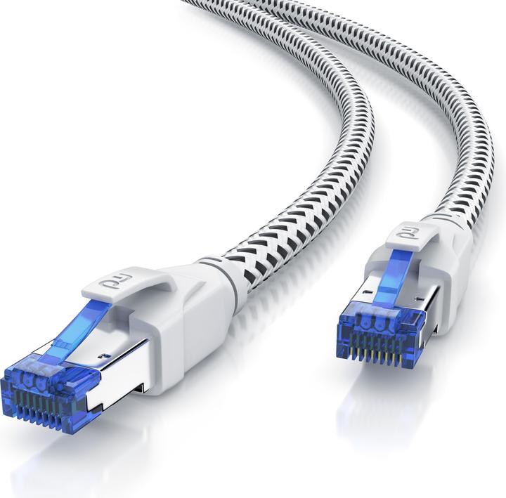 Primewire CAT 8 Netzwerkkabel 40 Gbits - Baumwollmantel - LAN Kabel Patchkabel RJ45 - S/FTP PIMF Schirmung (S/FTP, CAT8.1, 10 m)
