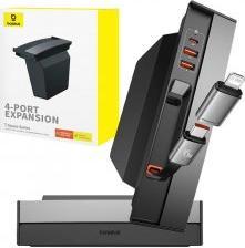 Image du produit Baseus HUB USB T-Space Series pour Tesla Model 3 / Y avec câble USB C 45W intégré - Noir
