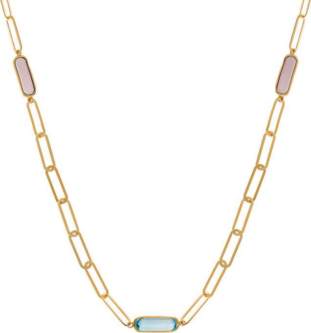 Natsumi Schmuck Halskette Gelbgold 18K/750 Anker Amethyst, Blautopas & Rauchquartz 45cm (750/18 K Gelbgold)