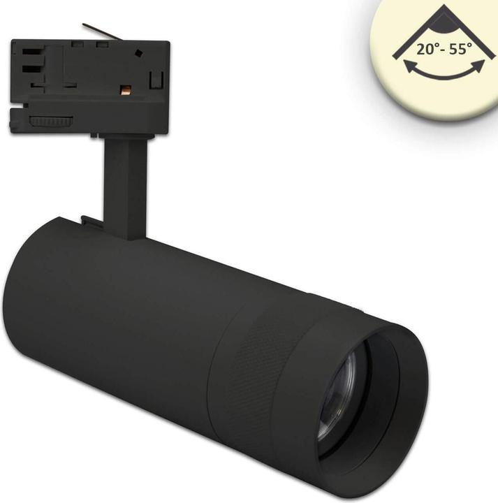 Produktbild Isoled 3-PH Schienen-Strahler fokussierbar, 24W, 20°-55°, schwarz matt, 3000K