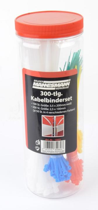 Image du produit Mannesmann Jeu de colliers de serrage 300 pcs. (Serre-câbles en plastique, 200 mm, 300 pcs)