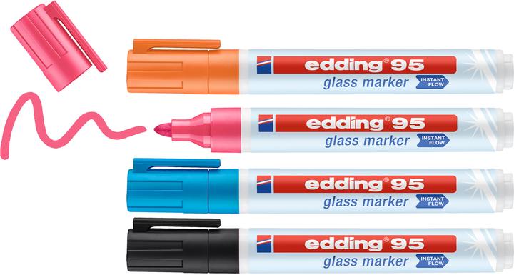 Actual product image Edding Glassboard marker set (Orange, Pink, Black, Light blue, 3 mm, 4 x)