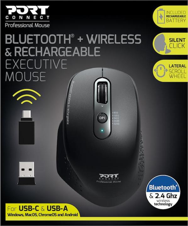 Image du produit Port Designs 900716 Souris droite RF sans fil + Bluetooth Optique 3200 DPI (Sans fil)