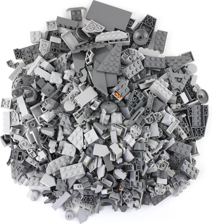 Actual product image LEGO bricks light/dark grey mixed - 1.000 pieces - Light/Dark bluish grey bricks mix - NEW (LEGO Accessories)