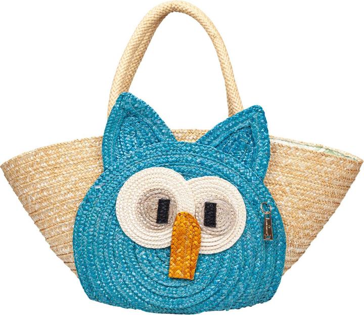 La Milanesa cioffi handbag in raffia natural and turquoise color