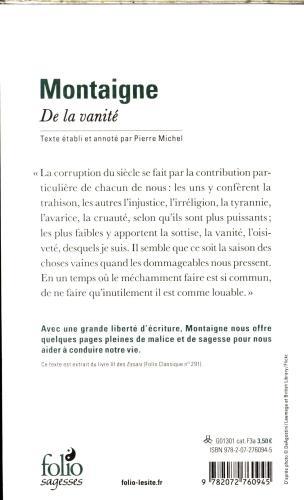 Produktbild De la vanité (Französisch, Montaigne Michel de, 2018)