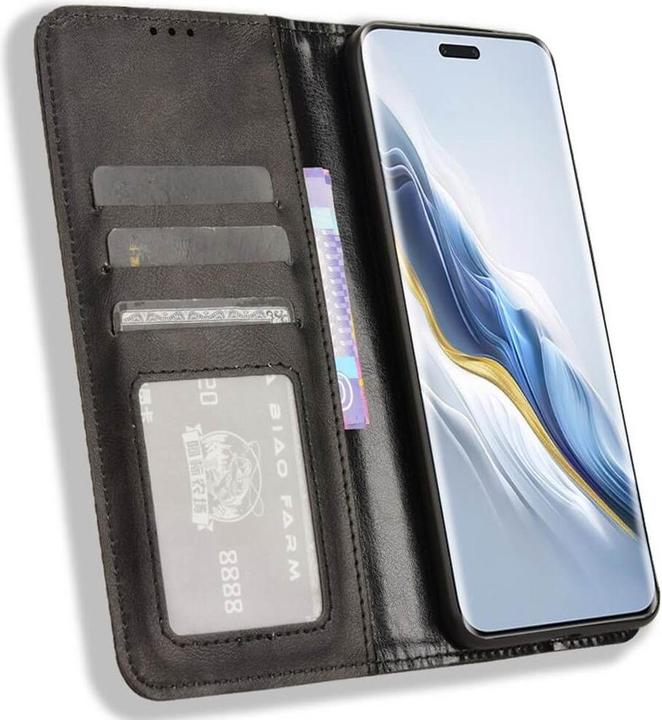 Actual product image Cover-Discount Honor Magic6 Pro - Vintage Flip Case Cover black (Honor Magic6 Pro)