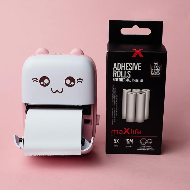 Image du produit Maxlife Imprimante thermique Bluetooth MXTP-100 rose (Noir et blanc)