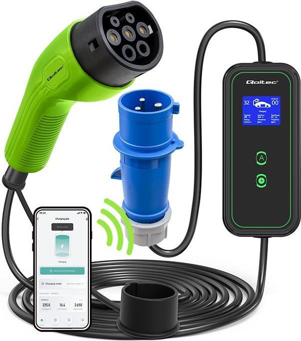 Actual product image Qoltec Mobile EV charger with adjustable 2in1 (Type 2, 32 A)