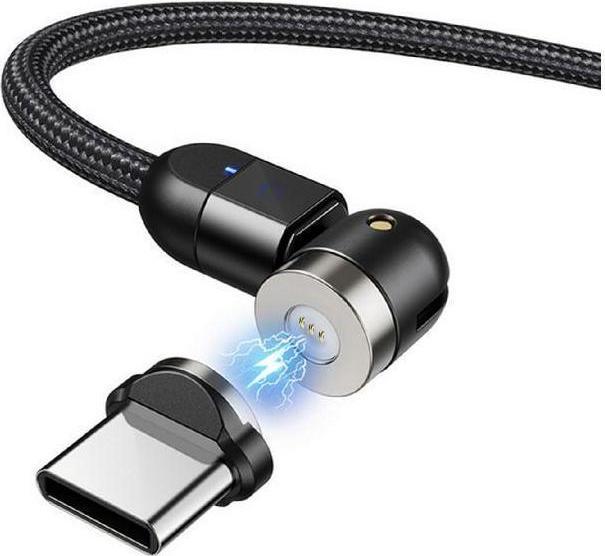 Produktbild Maclean Kabel USB 2.0 MCE475 magnetyczny USB C kątowy 2m czarny (2 m, USB 2.0)