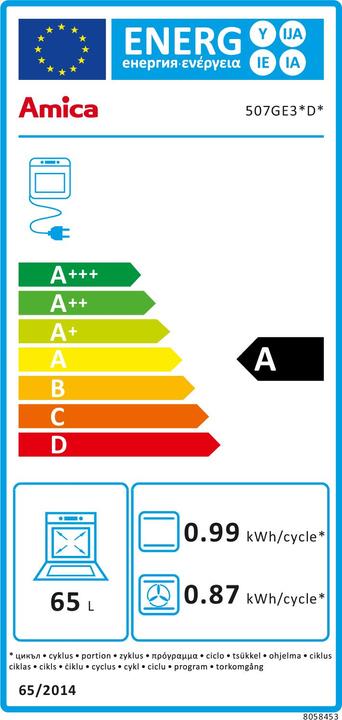 Energy Label Amica Freestanding stove 57GE3.43HZpTaDNAQ (W)