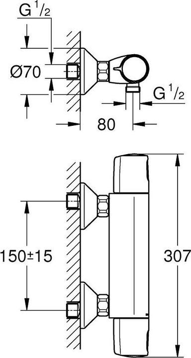 Immagine prodotto Grohe Miscelatore termostatico per doccia a vista Precision Trend, rubinetto UE, nero opaco