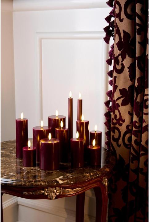 Actual product image Sirius LED Candle Set Sille, 10/12.5/15cm,Bordeaux,Rechargeable (3 x)
