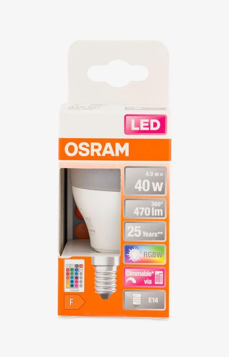 Produktbild Osram Led Retrofit Rgbw Lamps With Remote Control (E14, 40 W, 470 lm, 1 x, F)