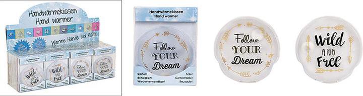 G. Wurm Taschenwärmer Sprüche -Wild and Free- + -Follow your dream, assortiert